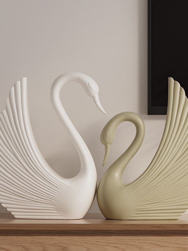 Original design high-grade gray and cream style swan desktop ornaments