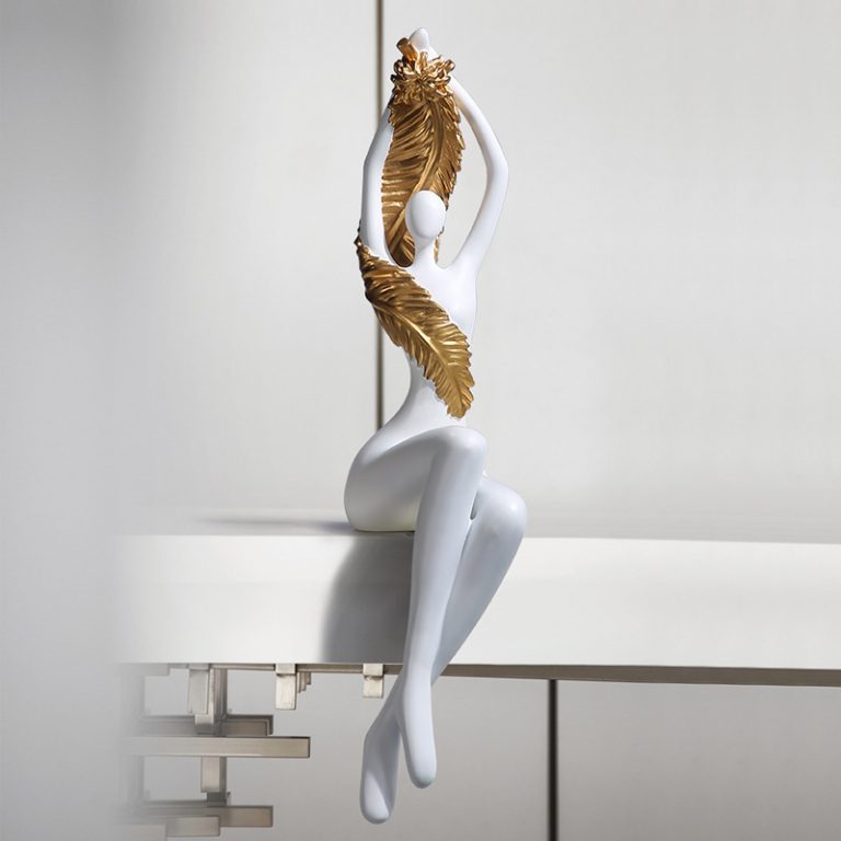 Original design art white hanging feet sitting figure shape living room decoration ornaments