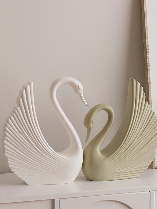 Original design high-grade gray and cream style swan desktop ornaments