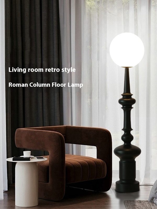 Roman column floor lamp living room retro American light luxury high-grade bedroom ceiling lamp middle and ancient French vertical table lamp