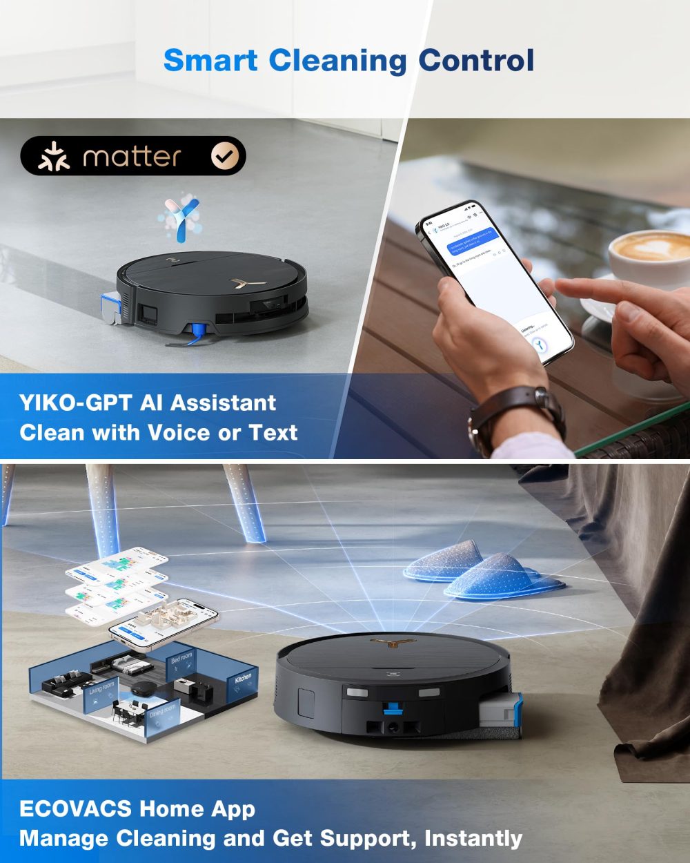 ECOVACS DEEBOT X9 PRO Omni Robot Vacuum and Mop, Blast™ 16,600Pa Suction, OZMO Roller Instant Self-Washing Mopping, ZeroTangle™ 3.0, Triple Lift System, AI Smart Navigation, Hands-Free Omni Station - Image 9