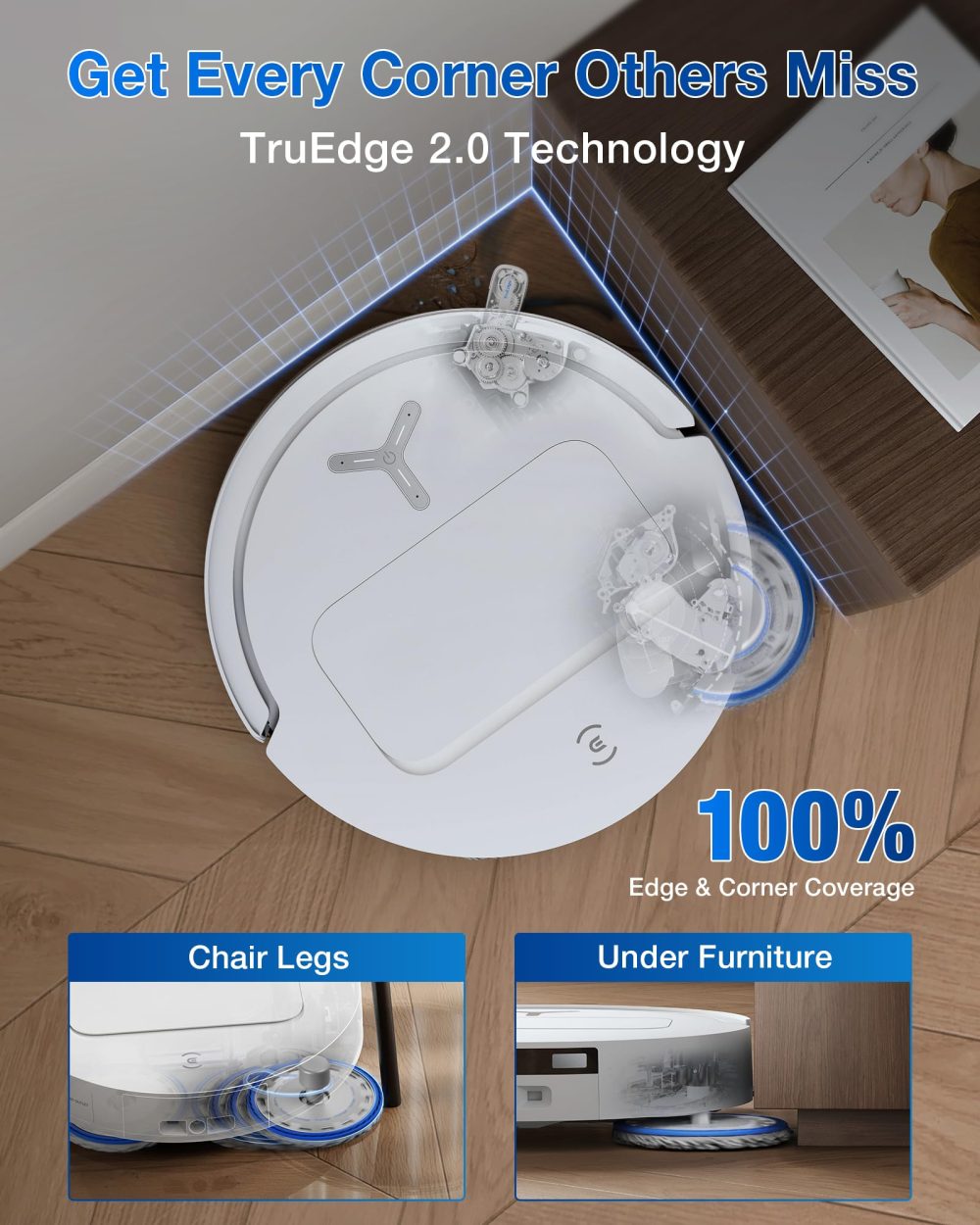 ECOVACS DEEBOT T50 PRO Omni Robot Vacuum and Mop, 3.19” Ultra-Slim, 15,000Pa Suction, ZeroTangle 2.0, TruEdge Edge Cleaning, AIVI 3D Obstacle Avoidance, Auto Mop Wash & Dry, Self-Emptying - Image 23