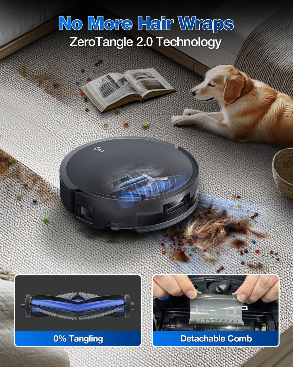 ECOVACS DEEBOT T50 PRO Omni Robot Vacuum and Mop, 3.19” Ultra-Slim, 15,000Pa Suction, ZeroTangle 2.0, TruEdge Edge Cleaning, AIVI 3D Obstacle Avoidance, Auto Mop Wash & Dry, Self-Emptying - Image 15