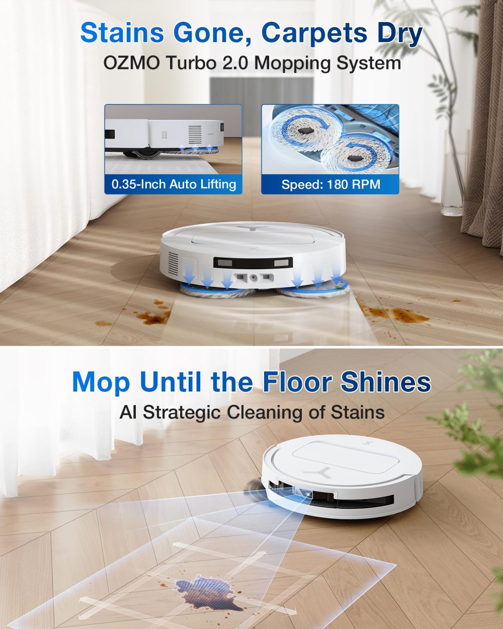 ECOVACS DEEBOT T50 PRO Omni Robot Vacuum and Mop, 3.19” Ultra-Slim, 15,000Pa Suction, ZeroTangle 2.0, TruEdge Edge Cleaning, AIVI 3D Obstacle Avoidance, Auto Mop Wash & Dry, Self-Emptying - Image 26