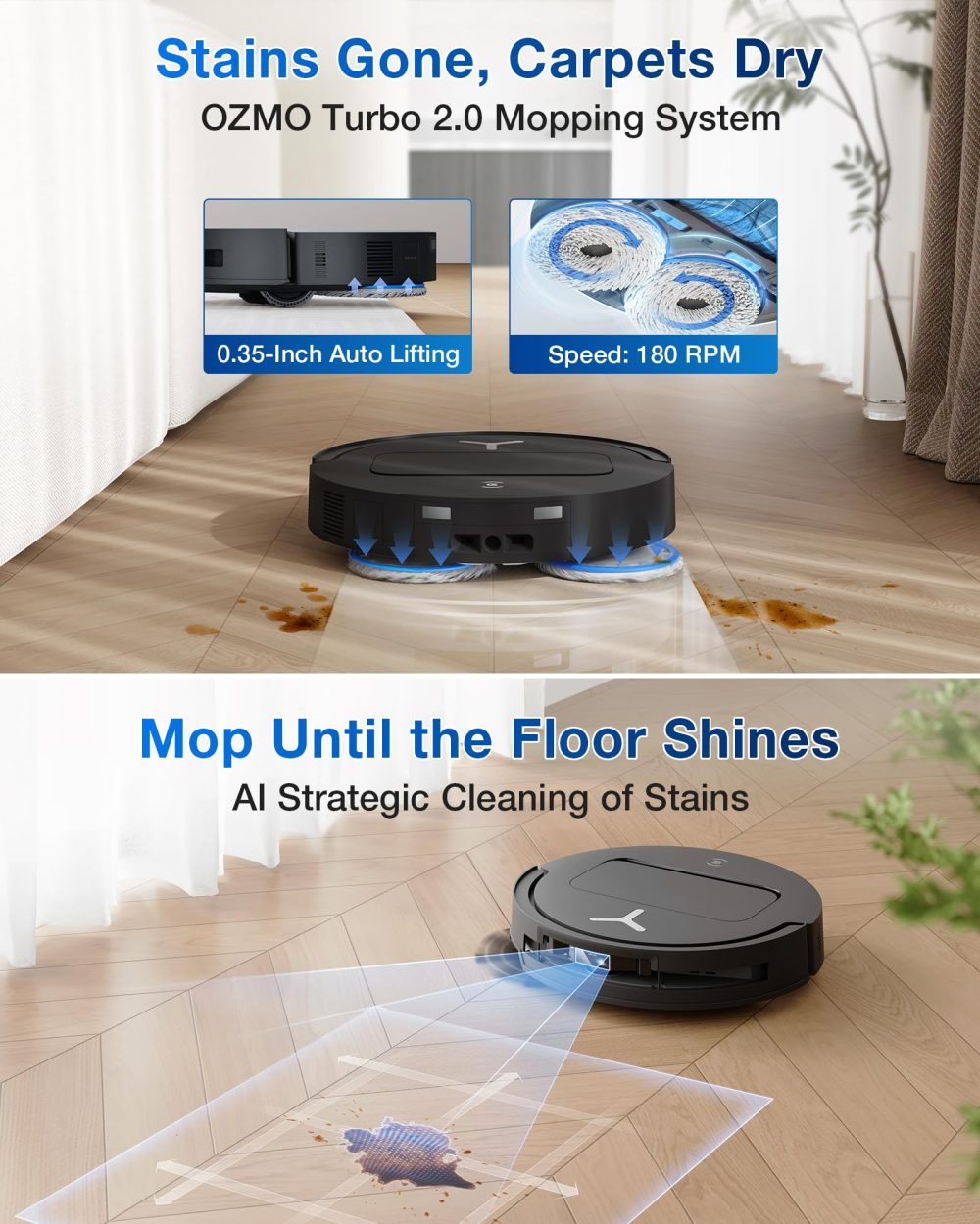 ECOVACS DEEBOT T50 PRO Omni Robot Vacuum and Mop, 3.19” Ultra-Slim, 15,000Pa Suction, ZeroTangle 2.0, TruEdge Edge Cleaning, AIVI 3D Obstacle Avoidance, Auto Mop Wash & Dry, Self-Emptying - Image 7