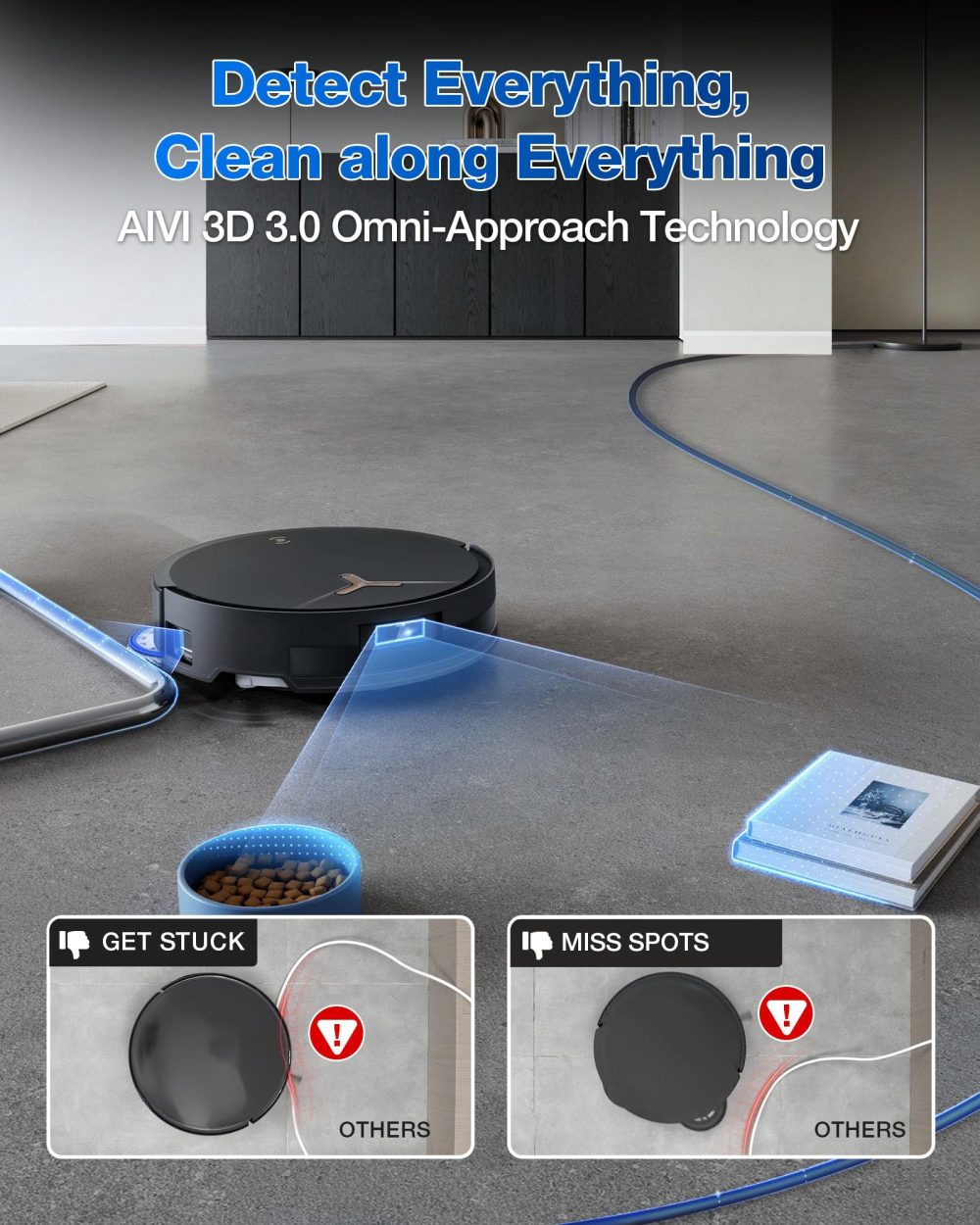 ECOVACS DEEBOT T50 PRO Omni Robot Vacuum and Mop, 3.19” Ultra-Slim, 15,000Pa Suction, ZeroTangle 2.0, TruEdge Edge Cleaning, AIVI 3D Obstacle Avoidance, Auto Mop Wash & Dry, Self-Emptying - Image 16