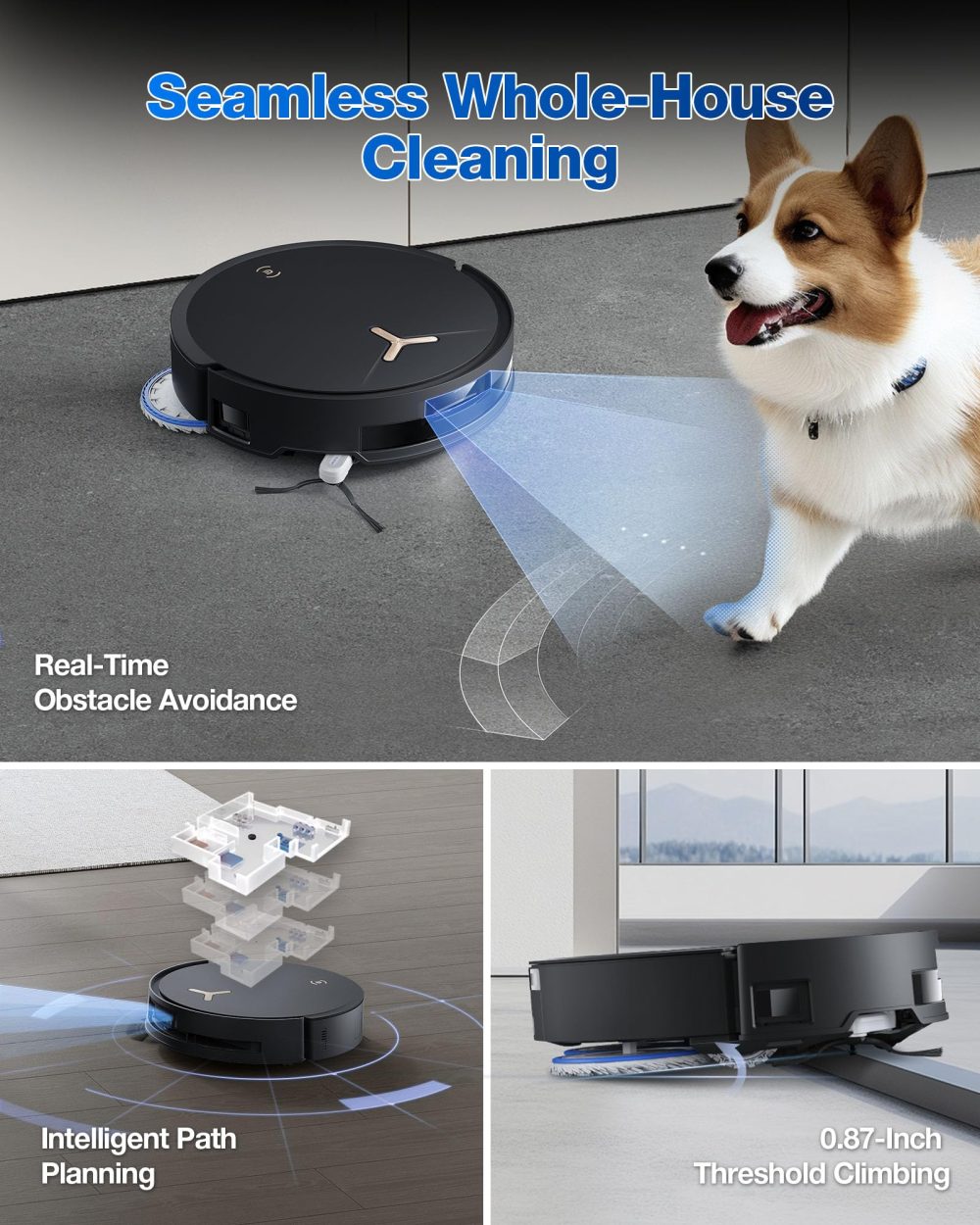 ECOVACS DEEBOT T50 PRO Omni Robot Vacuum and Mop, 3.19” Ultra-Slim, 15,000Pa Suction, ZeroTangle 2.0, TruEdge Edge Cleaning, AIVI 3D Obstacle Avoidance, Auto Mop Wash & Dry, Self-Emptying - Image 17