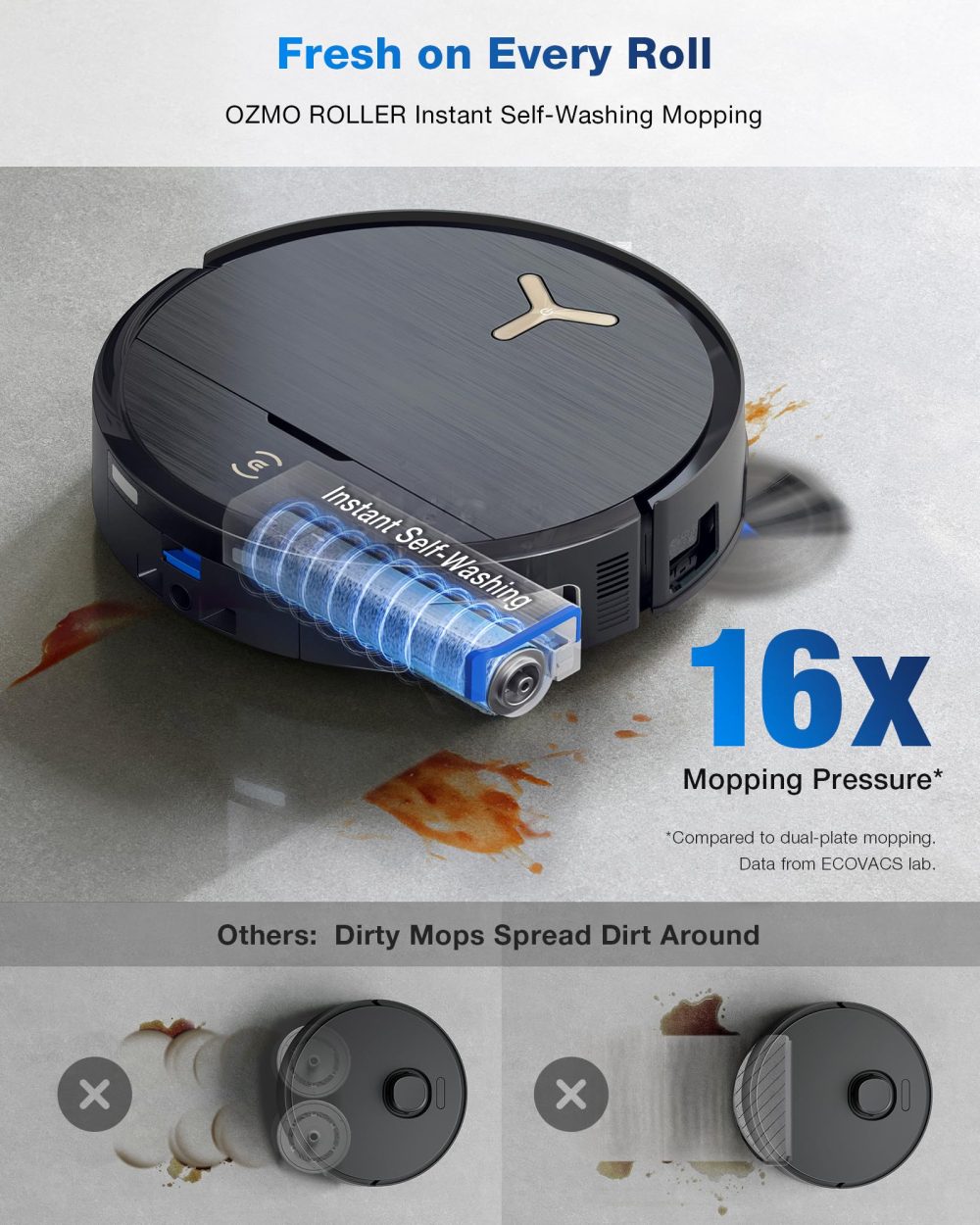 ECOVACS DEEBOT X9 PRO Omni Robot Vacuum and Mop, Blast™ 16,600Pa Suction, OZMO Roller Instant Self-Washing Mopping, ZeroTangle™ 3.0, Triple Lift System, AI Smart Navigation, Hands-Free Omni Station - Image 4