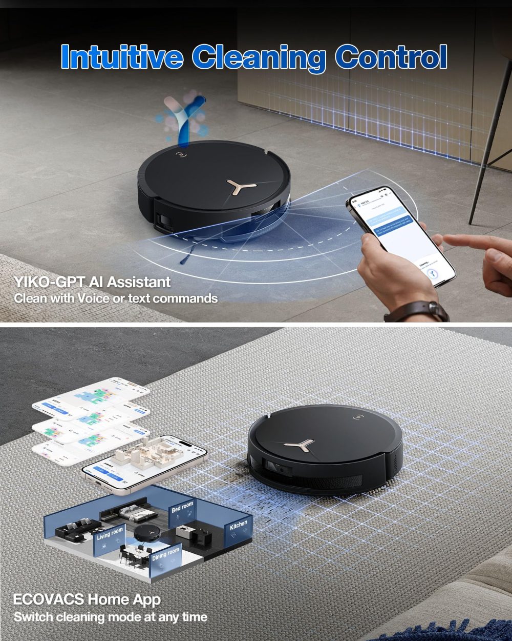 ECOVACS DEEBOT T50 PRO Omni Robot Vacuum and Mop, 3.19” Ultra-Slim, 15,000Pa Suction, ZeroTangle 2.0, TruEdge Edge Cleaning, AIVI 3D Obstacle Avoidance, Auto Mop Wash & Dry, Self-Emptying - Image 18