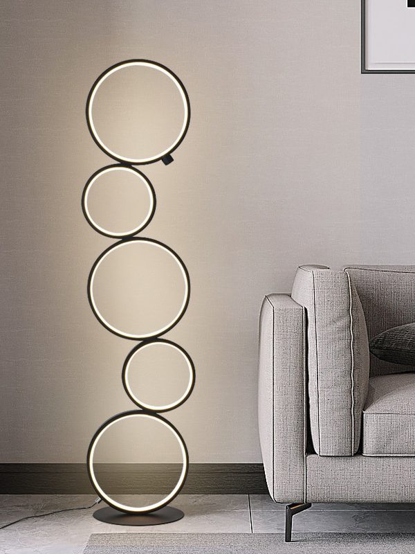 Floor lamp simple Nordic creative living room sofa bedroom bedside six ring design background decoration decoration atmosphere lamp