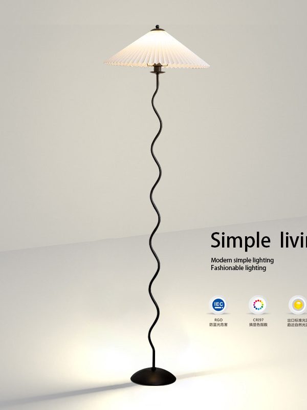 Middle Ancient Pleated Floor Lamp Vintage Homestay Vertical Living Room Bedroom Floor Lamp Nordic Decorative Bedside Atmosphere Table Lamp