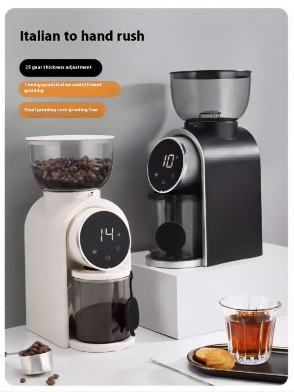 Intelligent Electric Bean Grinder Adjustable Scale Hand Impact Italian Steel Core Coffee Bean Grinder Household Coffee Machine